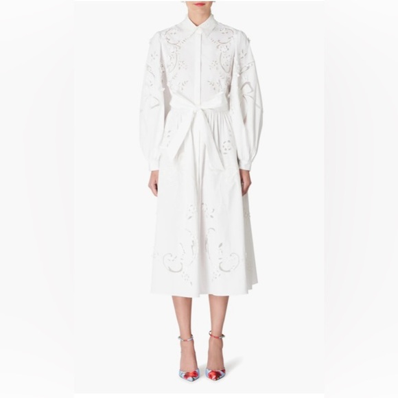 Carolina Herrera NWT Embroidered Balloon Sleeve Shirtdress - Picture 3 of 7